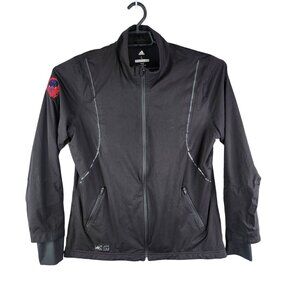Womens Black Adidas ClimaProof Golf Jacket Windbreaker Full Zip Mock Neck Size L